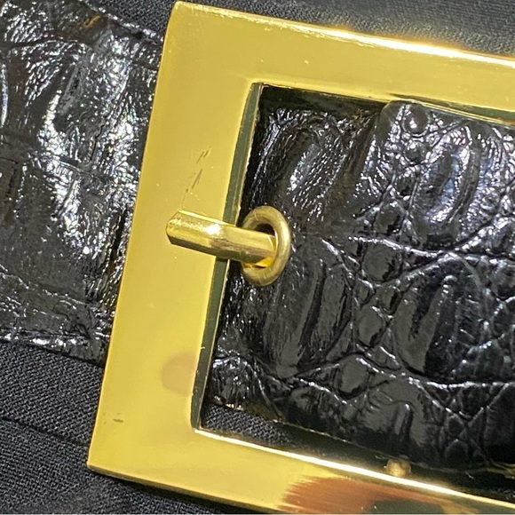 Sunny Leigh Black Flounce Skirt Size 2 Faux Leather Belt Whimsigoth Y2K Retro - Picture 3 of 5